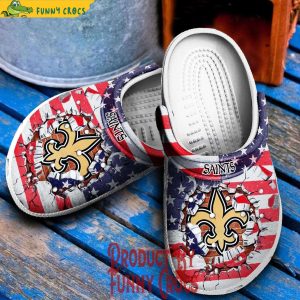 New Orleans Saints American Flag Crocs Shoes