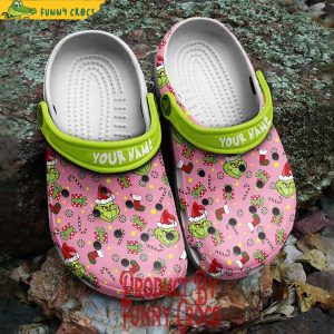 Personalized Grinch Christmas Pink Crocs Shoes