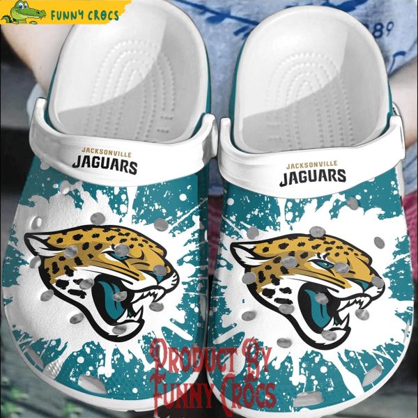 NFL Jacksonville Jaguars White Victorian Teal Crocs Slippers