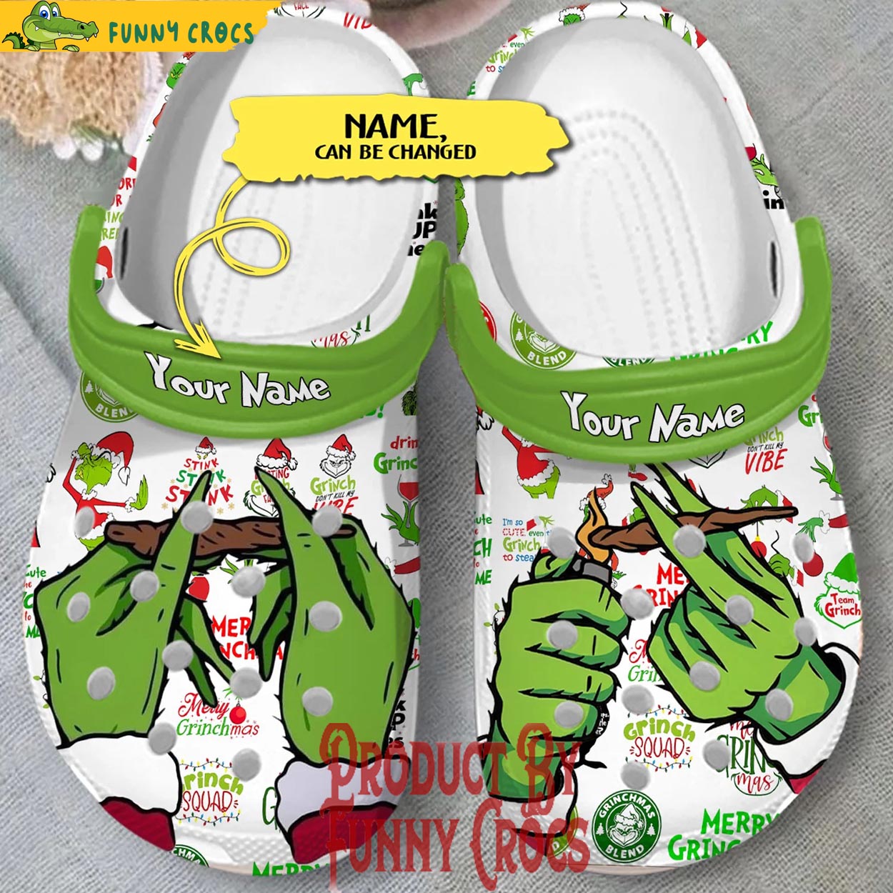 Custom Grinch Hand Christmas Crocs