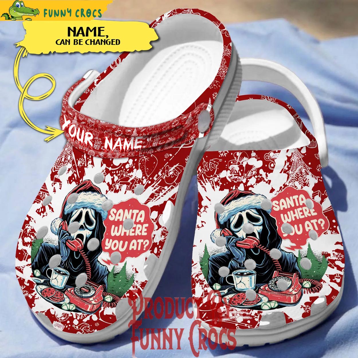 Custom Scream Ghostface Calling Santa Where You At Crocs Shoes ...
