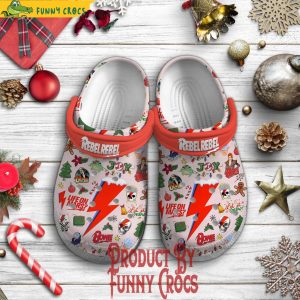 David Bowie Rebel Rebel Christmas Crocs Shoes
