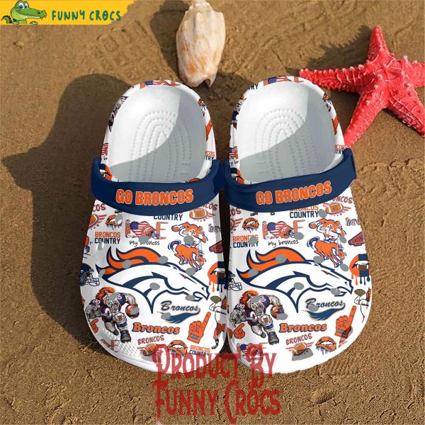 Denver Broncos White Crocs Shoes