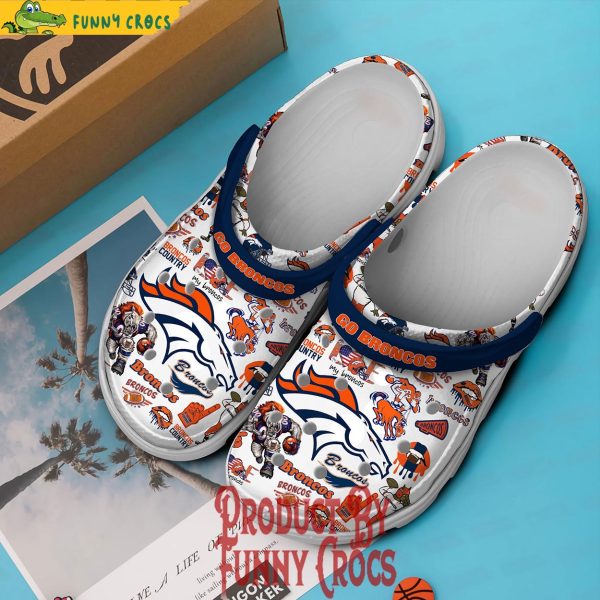 Denver Broncos White Crocs Shoes