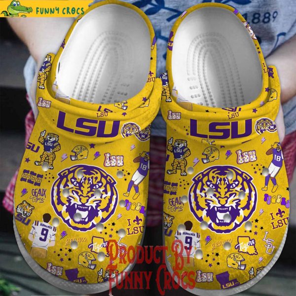 Lsu Tigers Football Yellow Crocs Shoes