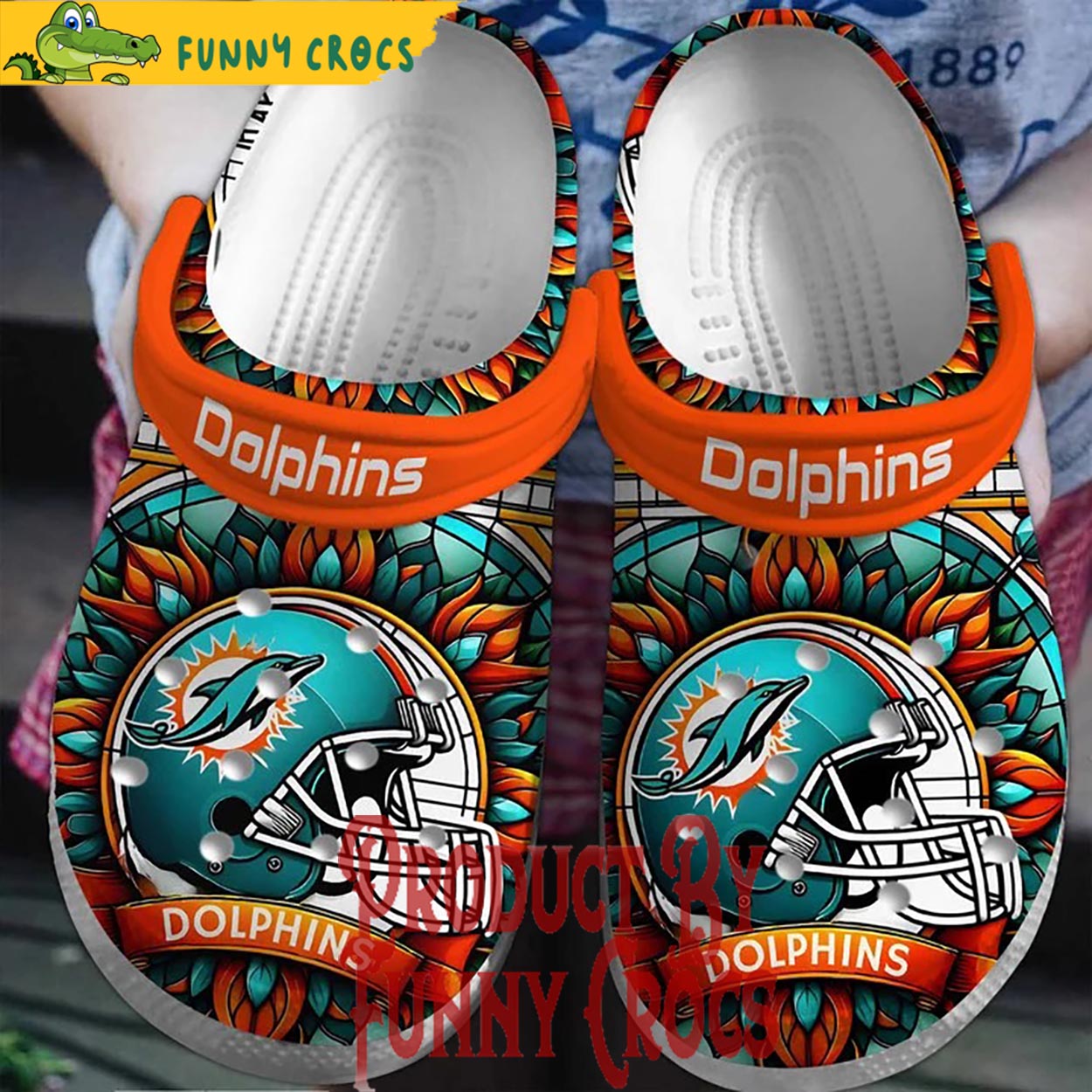 Miami Dolphins Helmet Pattern Jade Stone Crocs Shoes