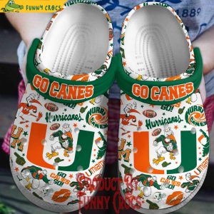 Miami Hurricanes Go Canes Go Football White Crocs Slippers