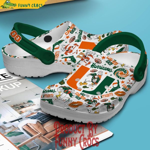 Miami Hurricanes Go Canes Go Football White Crocs Slippers