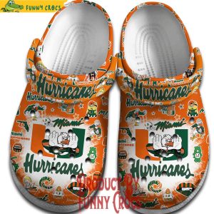 Miami Hurricanes NCAA Pattern Orange Crocs Shoes