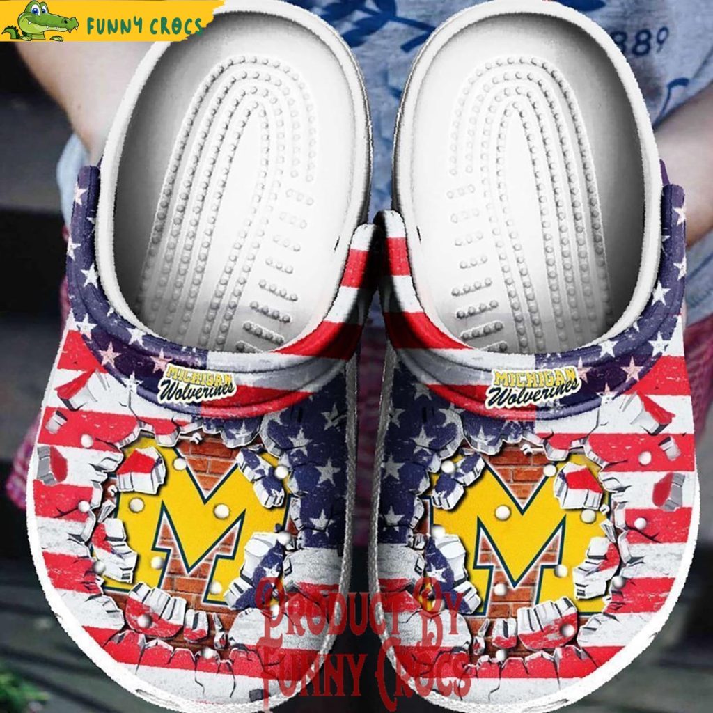 Michigan Wolverines American Broken Wall Crocs Shoes