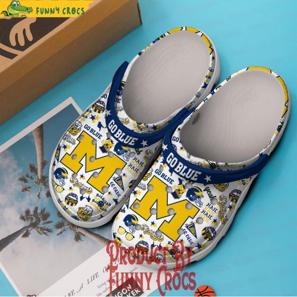 Michigan Wolverines Go Blue White Crocs Shoes - Discover Comfort And ...