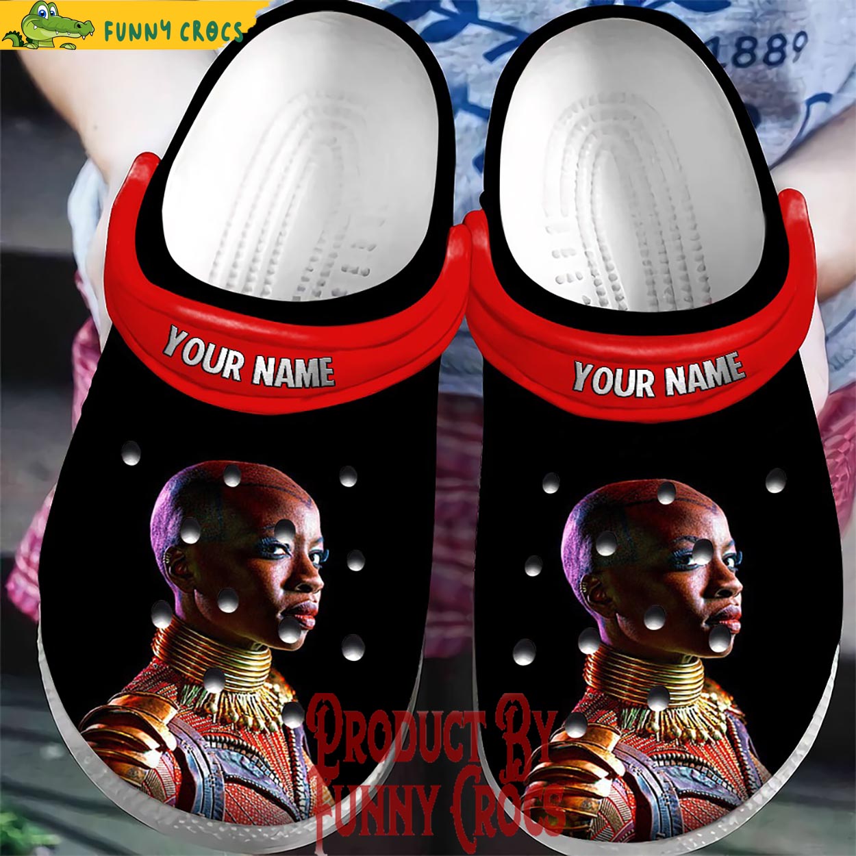 Personalized Okoye Midnight Angels Black Panther Black Crocs Shoes ...