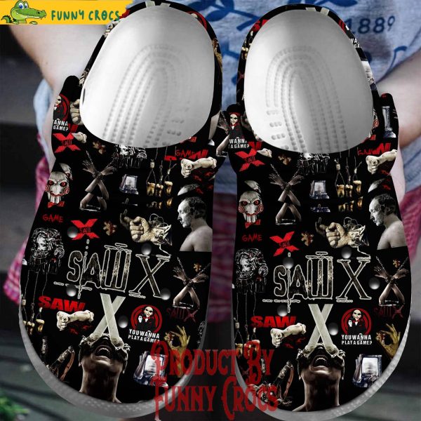 Saw X Movie Black Crocs Shoes