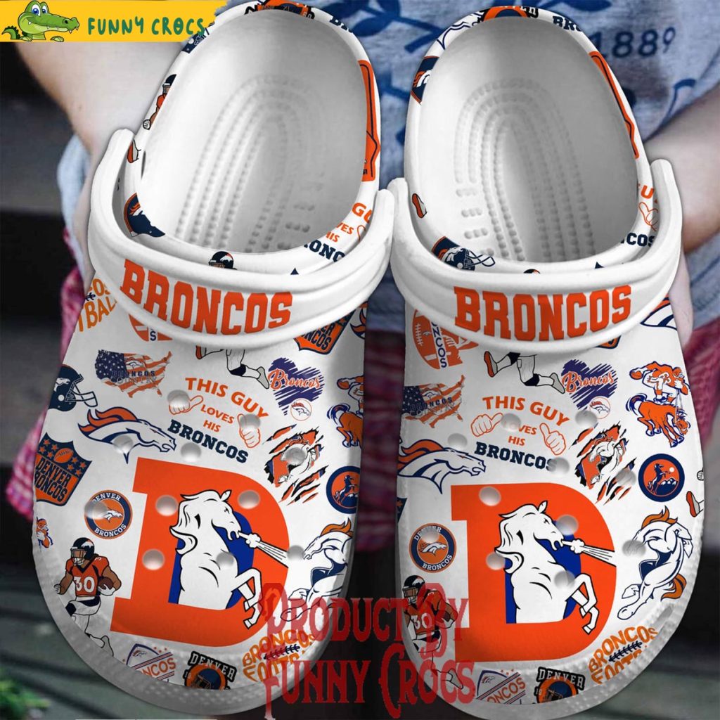 This Guy Loves His Denver Broncos Crocs Shoes