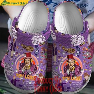 Willy Wonka The Chocolate Factory Purple Crocs Shoes 1