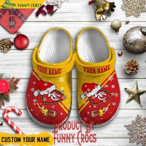 Custom Kansas City Chiefs Football On Fire Christmas Crocs 3