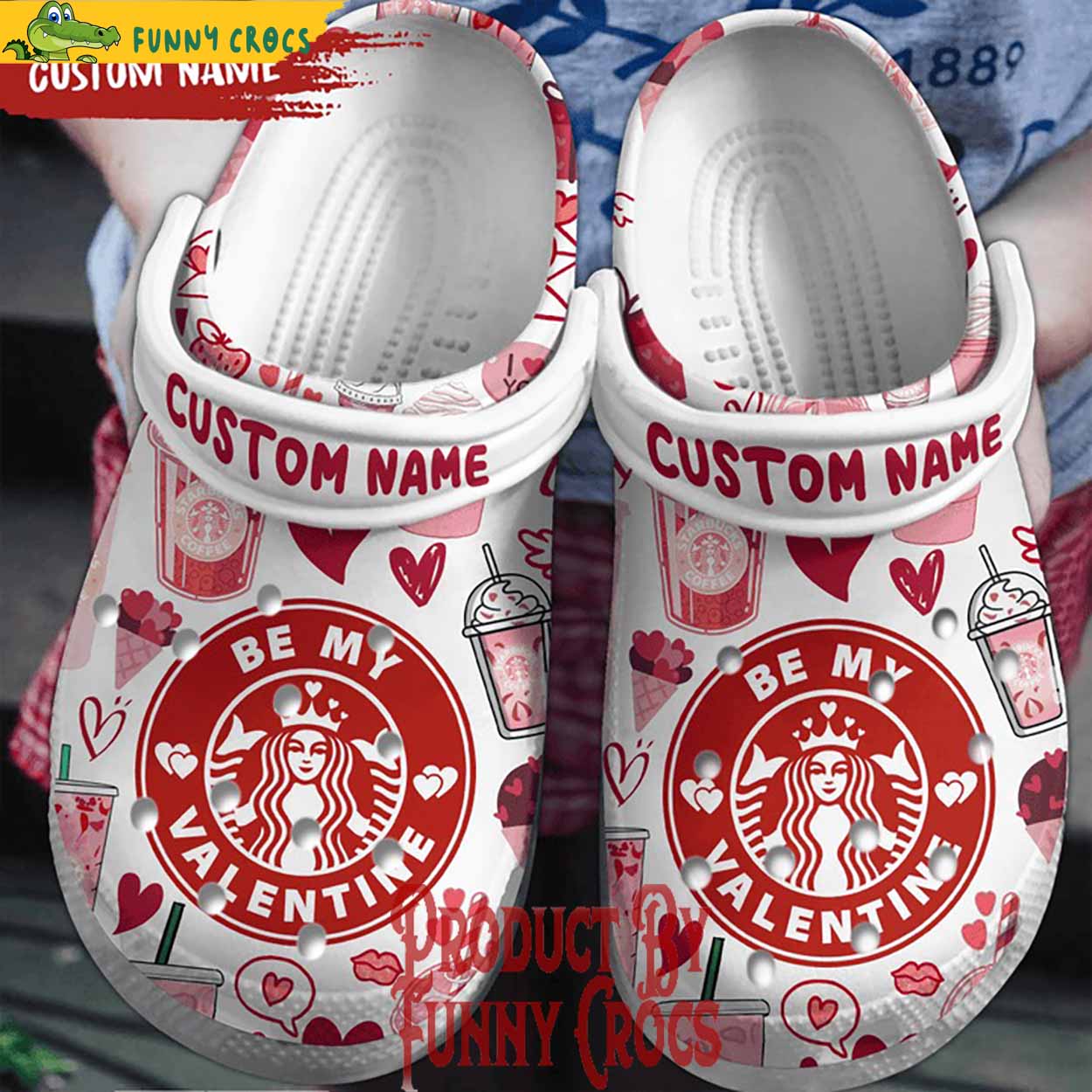 Custom Starbucks Be My Valentines Pattern Crocs Slippers - Discover ...