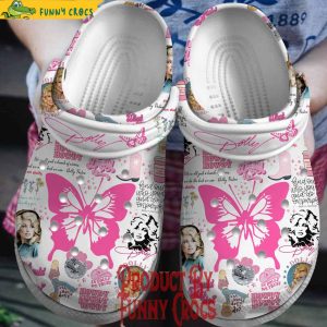 Dolly Parton Butterfly White Crocs Shoes