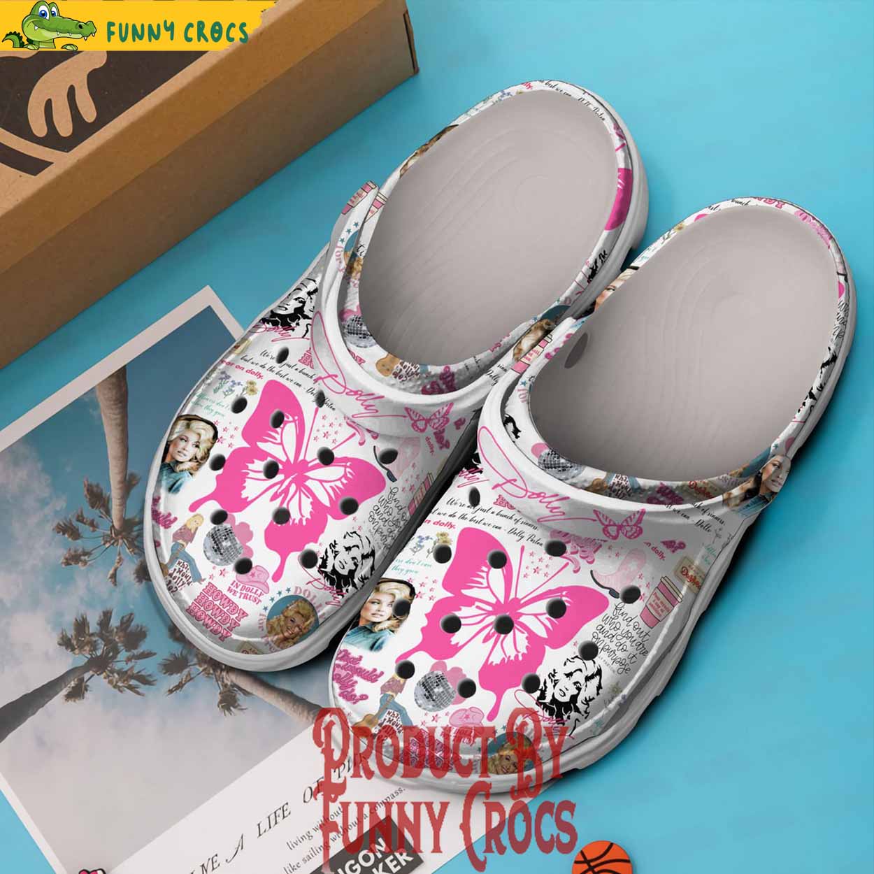 Dolly Parton Butterfly White Crocs Shoes
