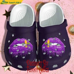 Mardi Gras Lips Purple Crocs Shoes