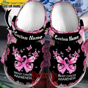 Personalized Breast Cancer Pink Ribbon Butterfly Black Crocs Shoes