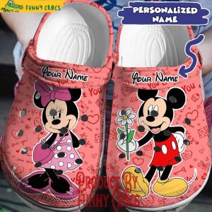 Personalized Mickey Minnie I Love You Valentines Crocs