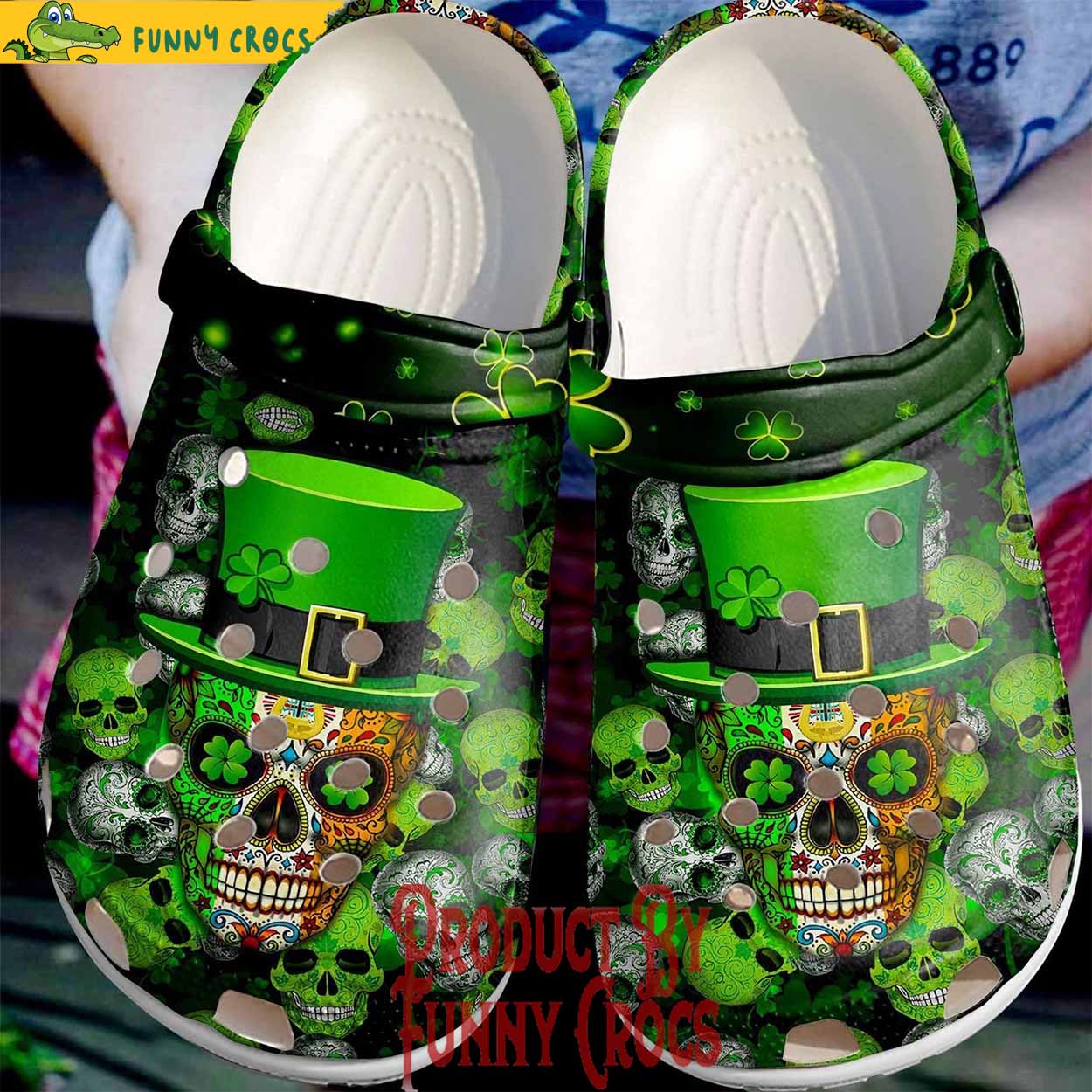 Personalized St Patrick’s Day Skull Crocs Shoes