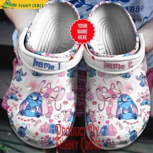 Personalized Stitch And Couple Angel Valentine Day Crocs 1