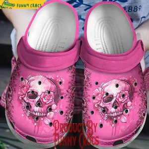 Skull Breast Cancer Awareness Pink Crocs Shoes