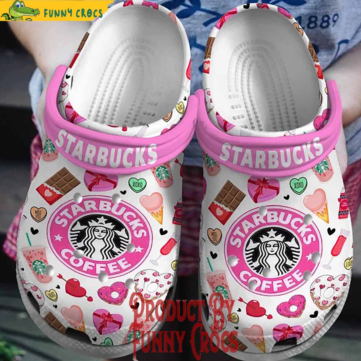 Starbucks Happy Valentines Pattern Crocs - Discover Comfort And Style ...