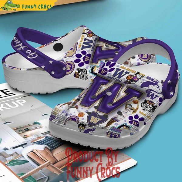 Washington Go Huskies Logo 3D Basketball Crocs Shoes