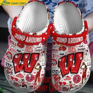 Wisconsin Badgers Jump Around Logo 3D Basketball Crocs Shoes