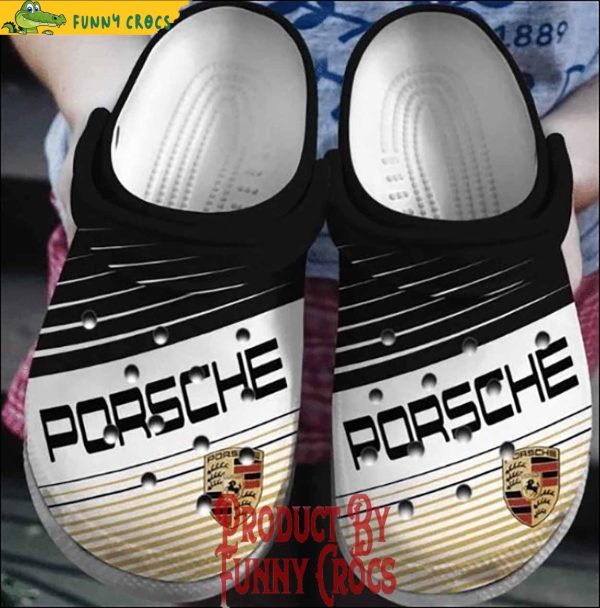 Car Logo Porsche Black And White Crocs Shoes