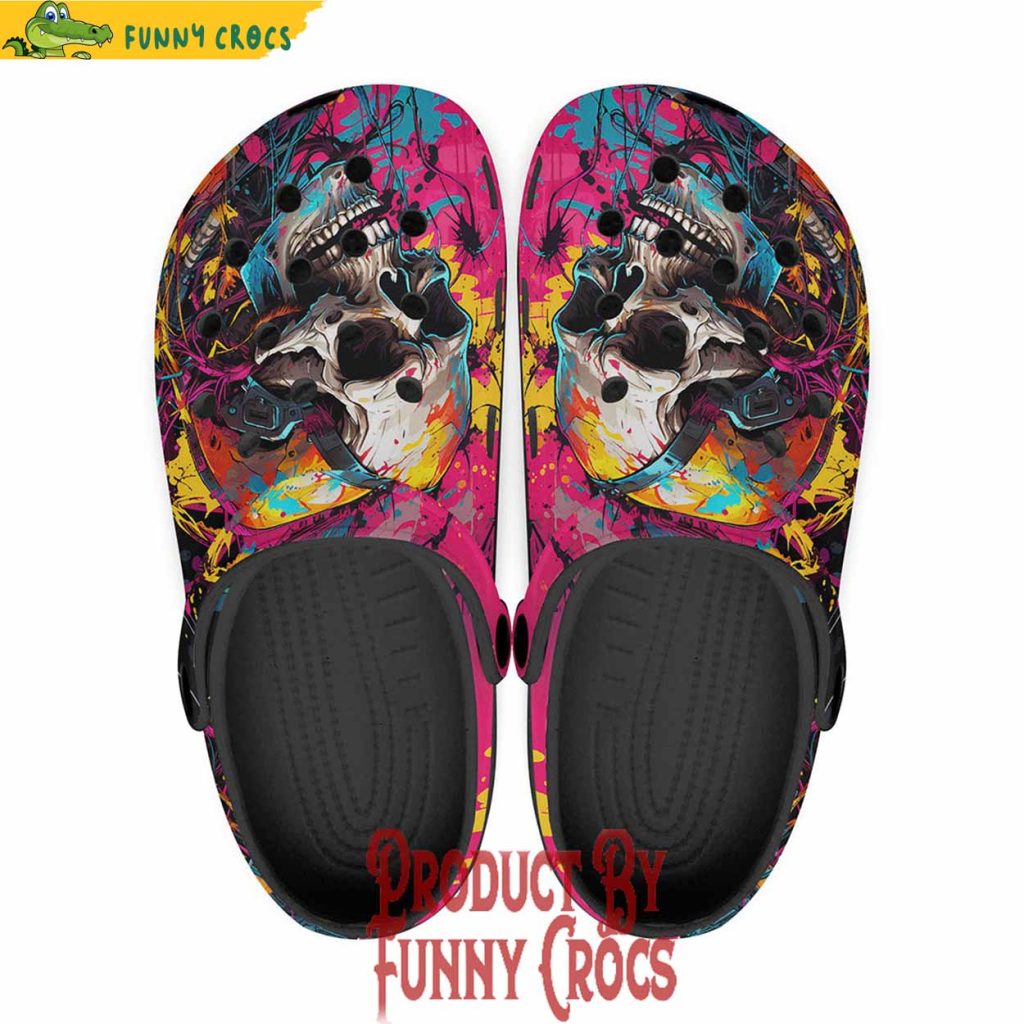 Colorful Cyberpunk Skull Crocs Shoes