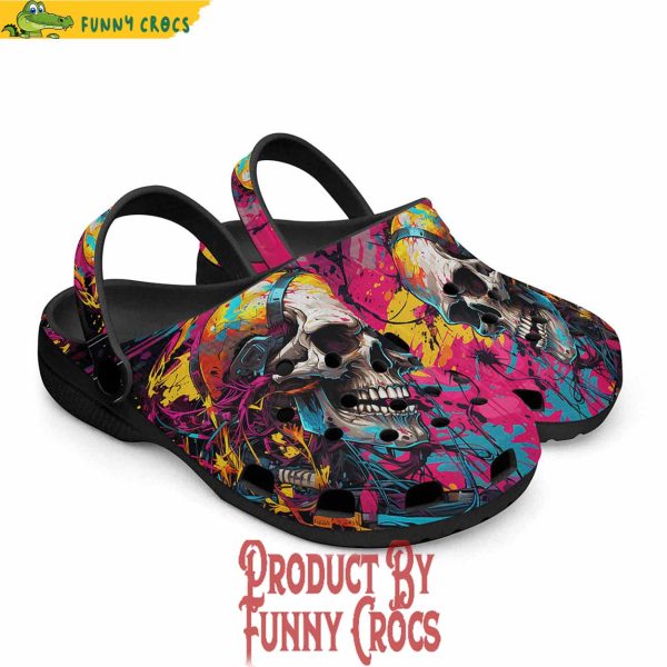Colorful Cyberpunk Skull Crocs Shoes