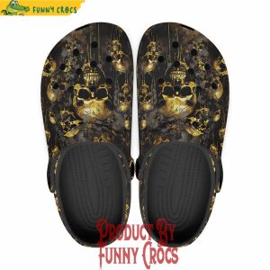 Colorful Dark Gold Zombie Skulls Crocs Shoes 1