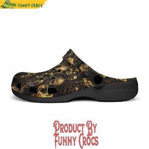 Colorful Dark Gold Zombie Skulls Crocs Shoes 4