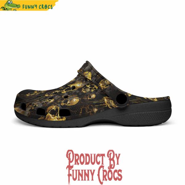 Colorful Dark Gold Zombie Skulls Crocs Shoes