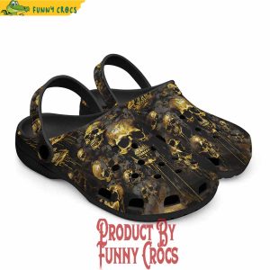 Colorful Dark Gold Zombie Skulls Crocs Shoes 5