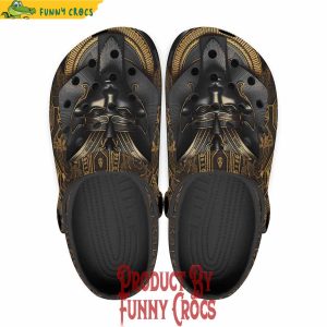 Colorful Egypt Anubis Cat Gold And Black Stone Crocs Shoes 1