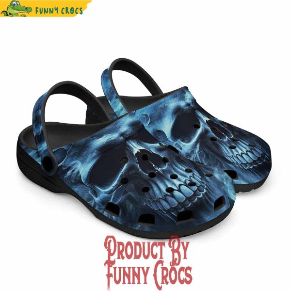 Colorful Fantasy Blue Smoke Skull Crocs Shoes