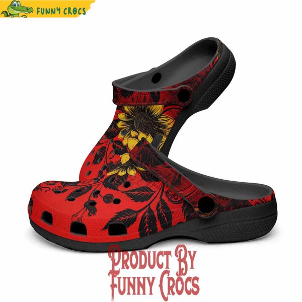 Colorful Floral Red Yellow Drawings Crocs Shoes