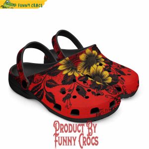 Colorful Floral Red Yellow Drawings Crocs Shoes 5