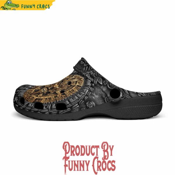Colorful Golden Ancient Aztec Art Crocs Shoes