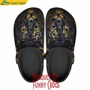 Colorful Golden And Black Tiger Head Crocs Shoes 1
