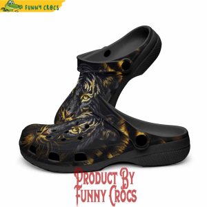 Colorful Golden And Black Tiger Head Crocs Shoes