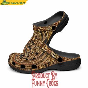 Colorful Golden Aztec Carving Crocs Shoes 2