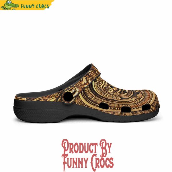 Colorful Golden Aztec Carving Crocs Shoes