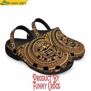 Colorful Golden Aztec Carving Crocs Shoes 5