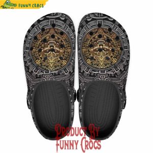 Colorful Golden Aztec Symbol Crocs Shoes 1